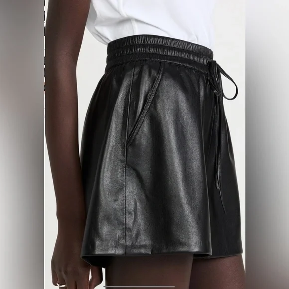 Good American black better than leather high waisted elastic shorts - Picture 3 of 6